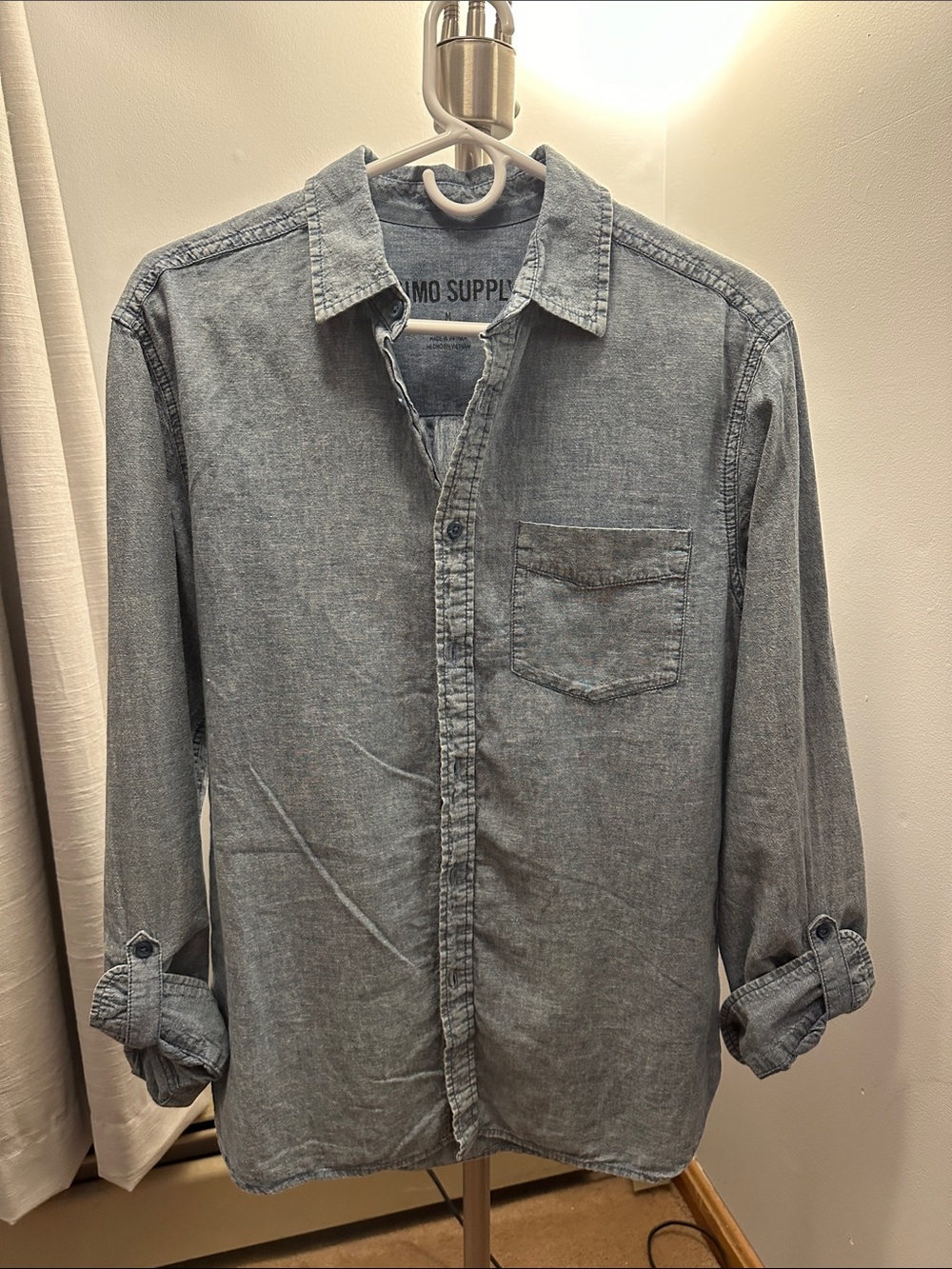 Washed Light Blue Denim Button-Up Shirt